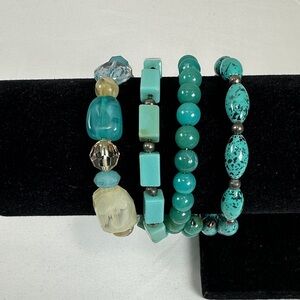 Turquoise and Blue Beaded Bracelet Set